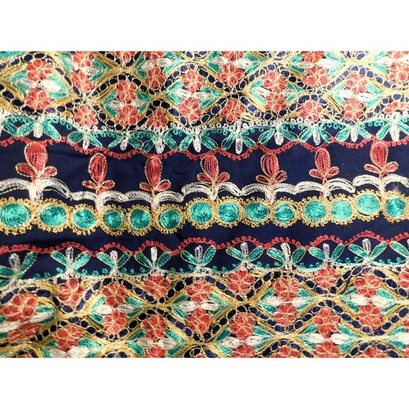 Aghabani Tablecloth & 12 Napkins Set Multicolor Embroidered on Blue 96x56 Inches - Picture 4 of 14